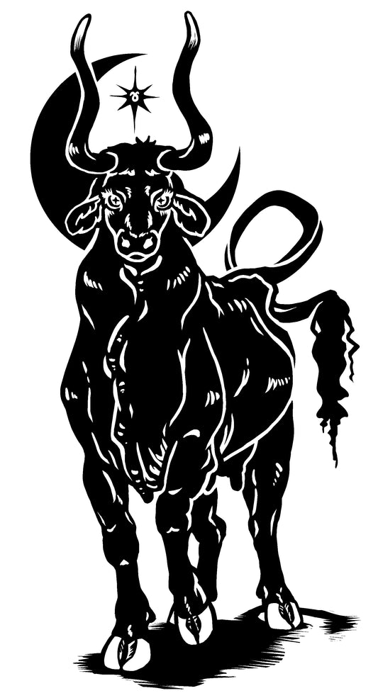Taurus Linocut Print - Girls Have Horns Too!