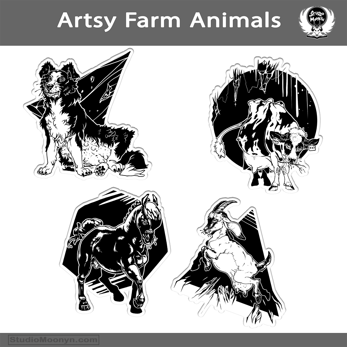 Artsy Farm Animals - Indie Art Sticker Set